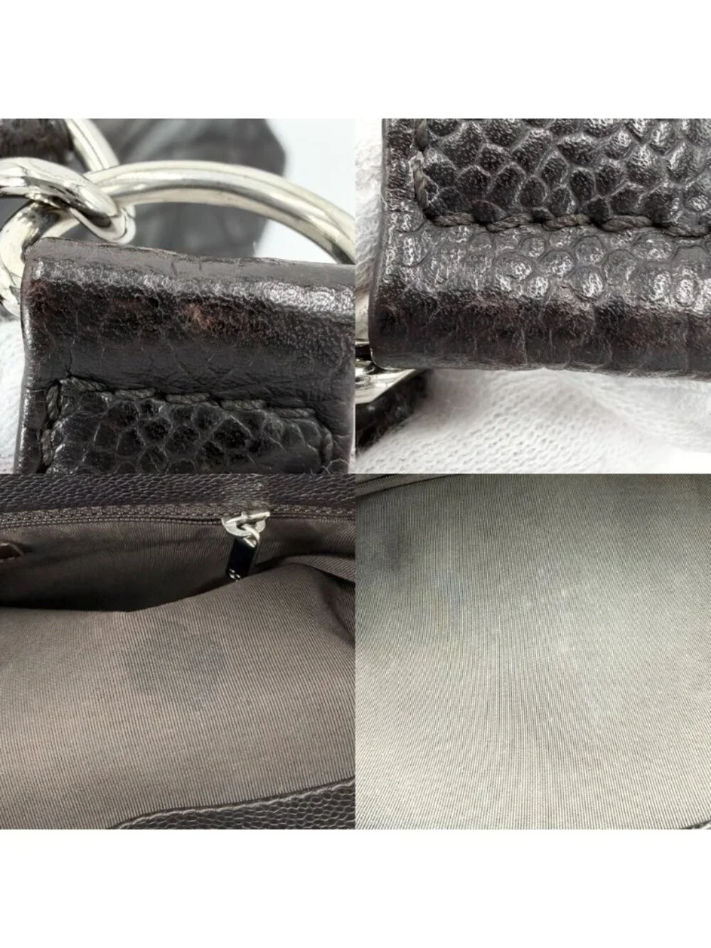 Chanel Handbag Grand Shopping Tote GST Quilted Chain CC Logo Shoulder Caviar